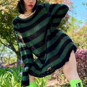 Stripe Ripped detail sweater